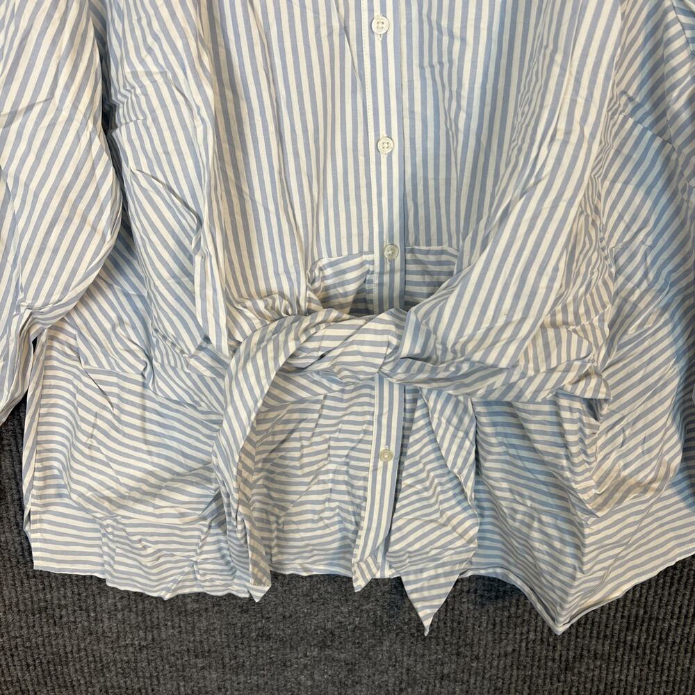 Martha Stewart Signature Woven Tie Front Collared Blouse Womens Size 2X Preppy - Picture 4 of 9